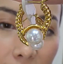 Akoya Pearl Twisted Hoop Earrings
