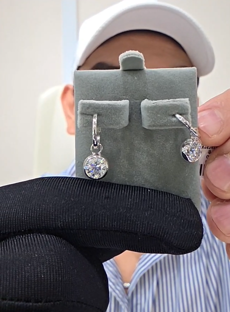 Bezel Round Cut Dangling Earrings