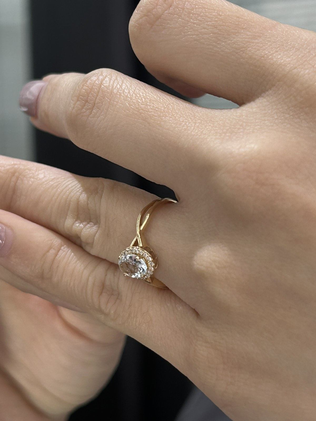 Oval Cut Aquamarine Braided Bond Ring