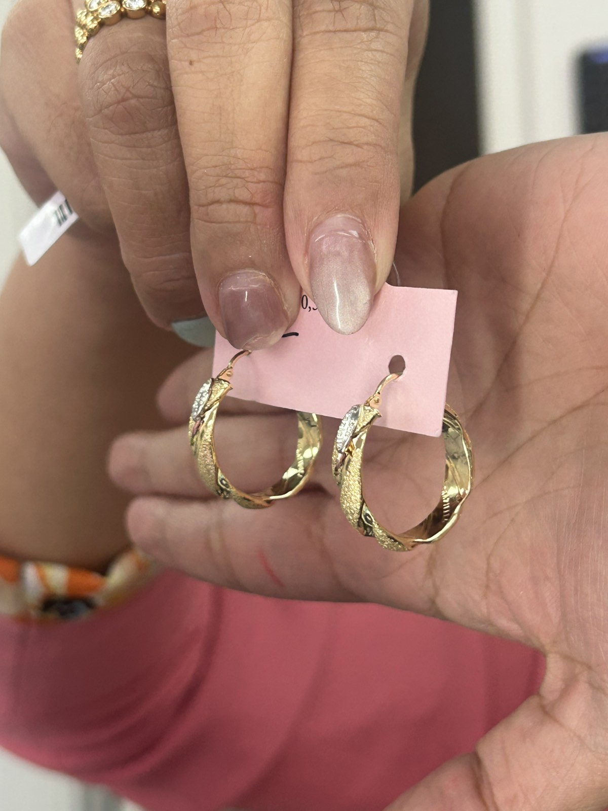 Alternating Smooth and Textured Graziela Hoop Earrings