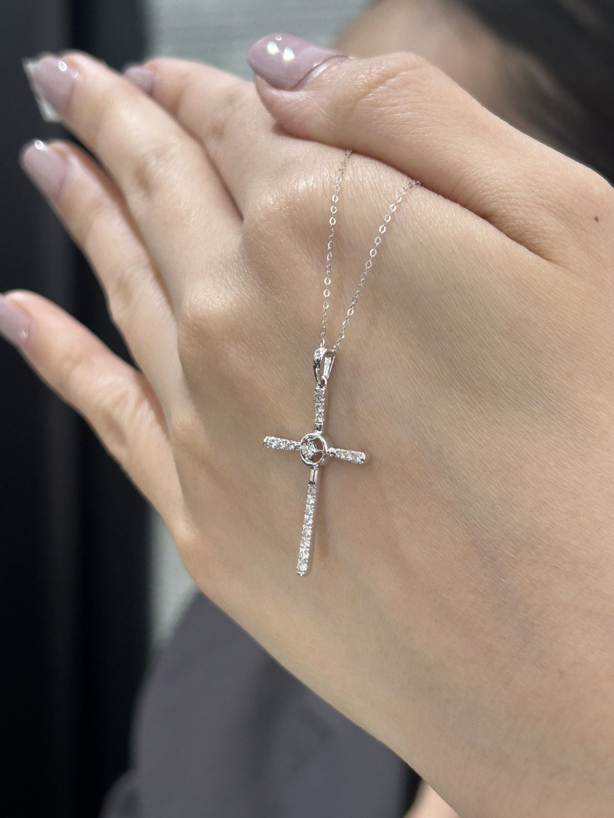 Slim Cross Azuki Chain Necklace