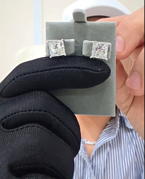 Princess Cut Stud Earrings