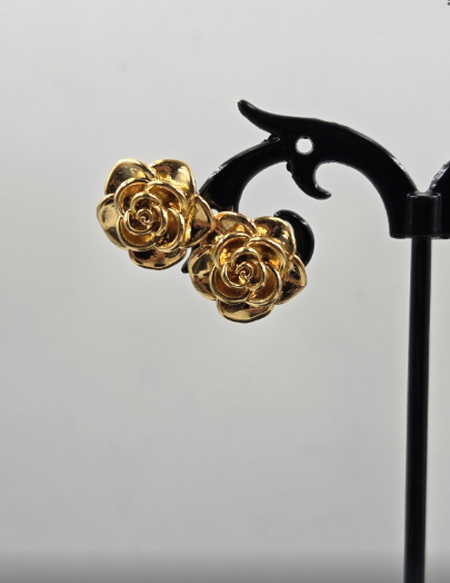 Big 3D Camellia Flower Earring