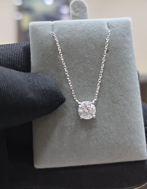 Centered Round Cut Solitaire Necklace