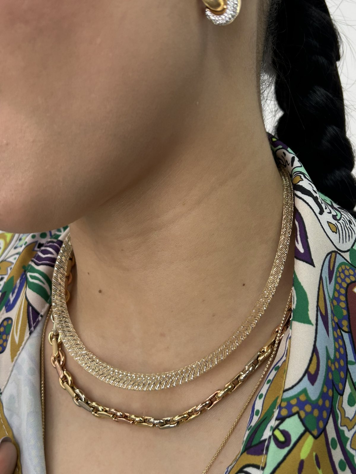 Two Tone Lightweight Mesh Omega Necklace