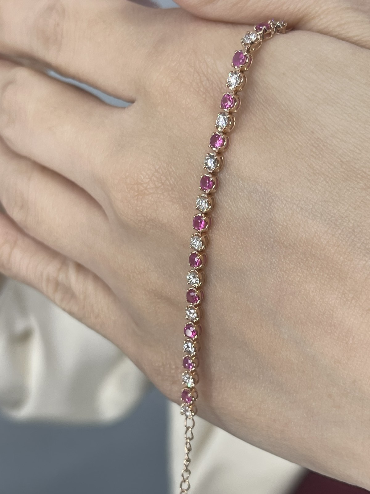 Alternating Ruby Dia Bracelet w/ Extender