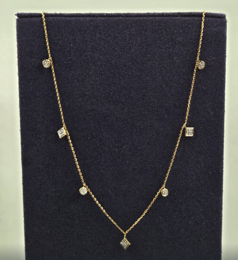 Round Dia Cut Stationary Necklace