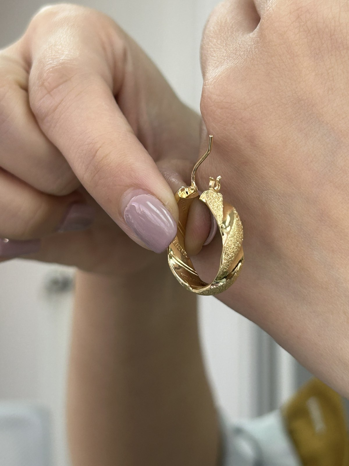 Alternating Smooth and Textured Graziela Hoop Earrings
