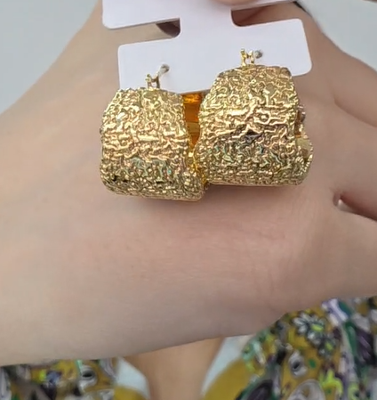 Textured Huggies Earrings