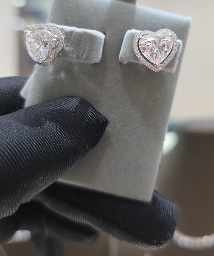Classic Heart Halo Stud Earrings