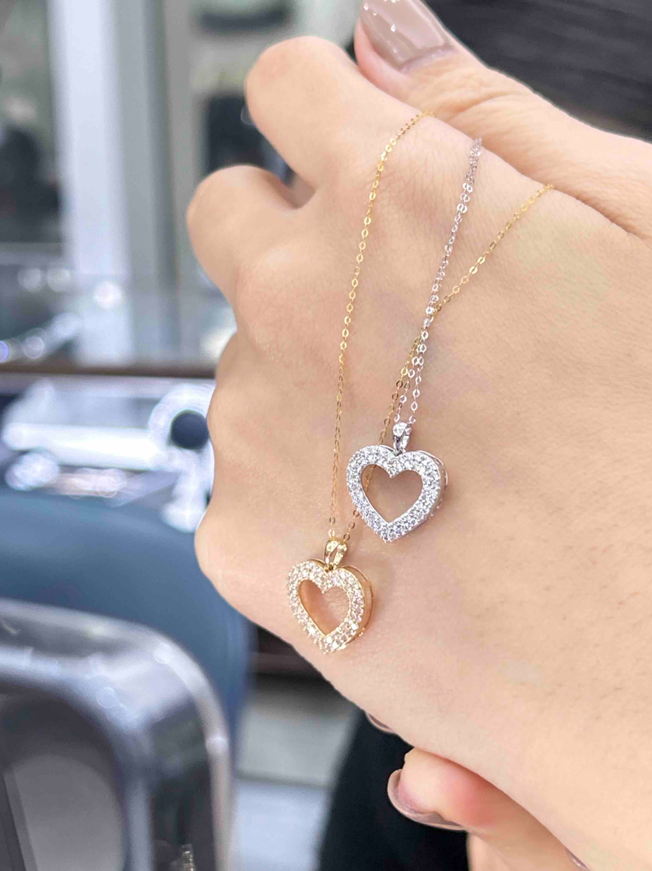 Chunky Open Heart Dia Necklace