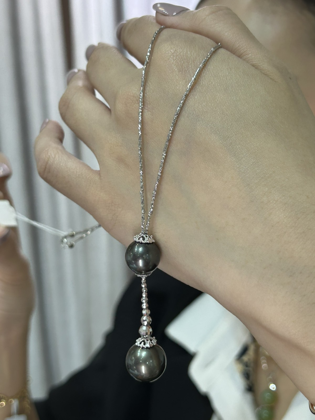 Tahiti Pearl Dia Cut Drop Necklace