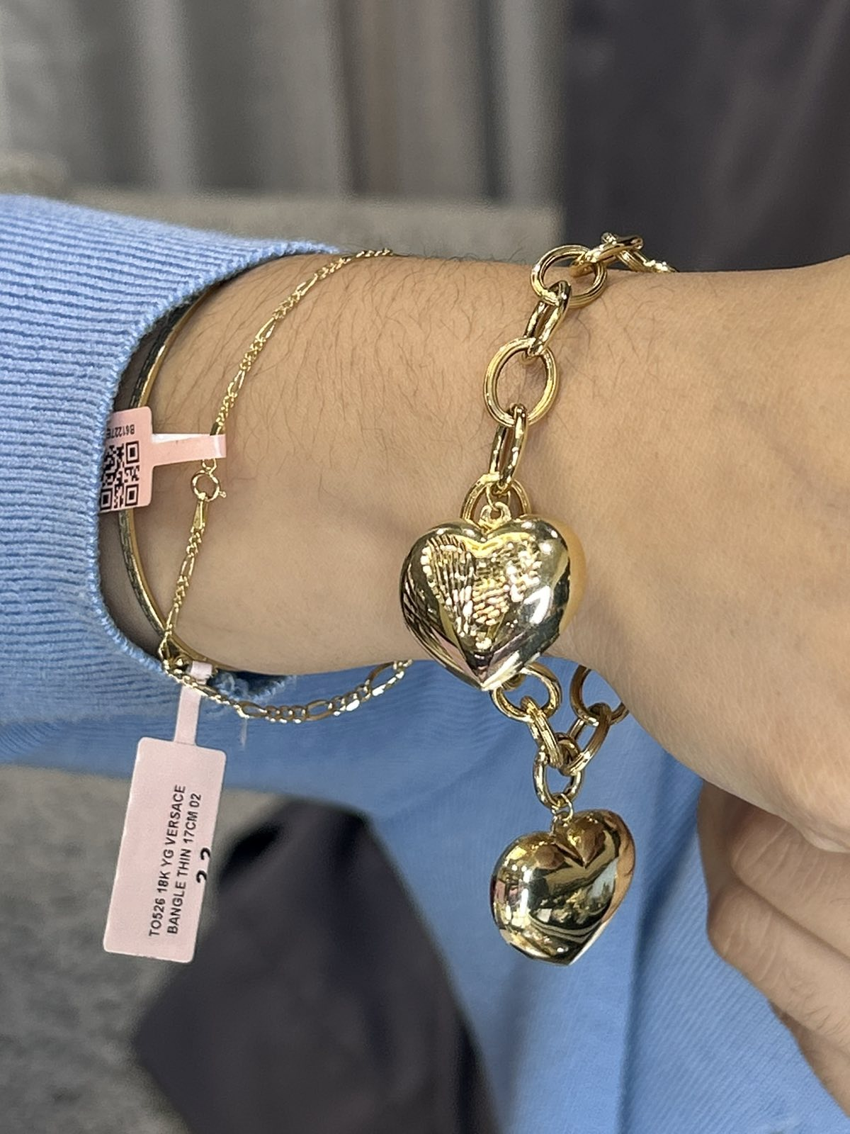 Chunky Heart Charms Bracelet
