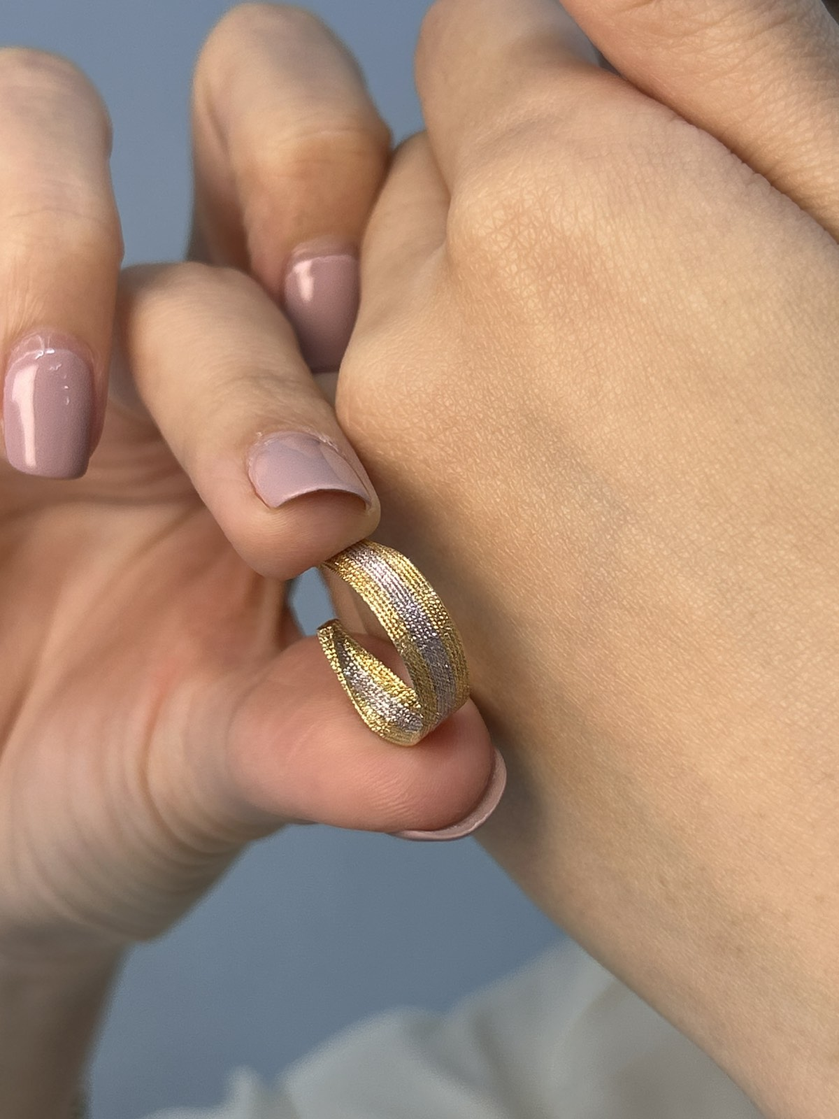 Two Tone Textured Hoop Earring
