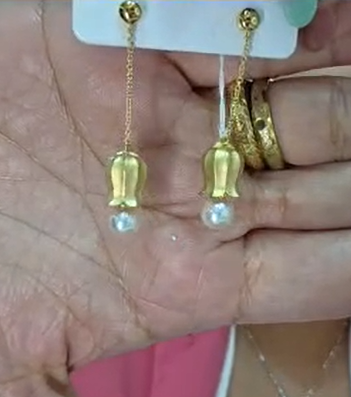 Akoya Dangling Rose Drop Earrings