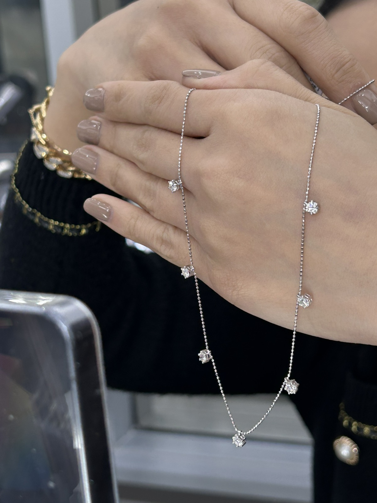 Stationary Solitaire Dia Necklace w/ Slider