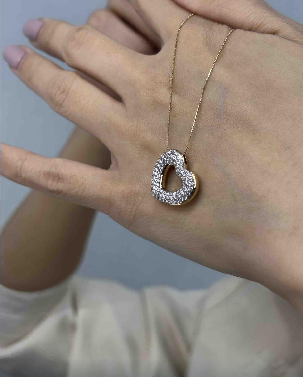 Removable Heart Dia Necklace w/ Slider