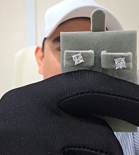 Princess Cut Stud Earrings