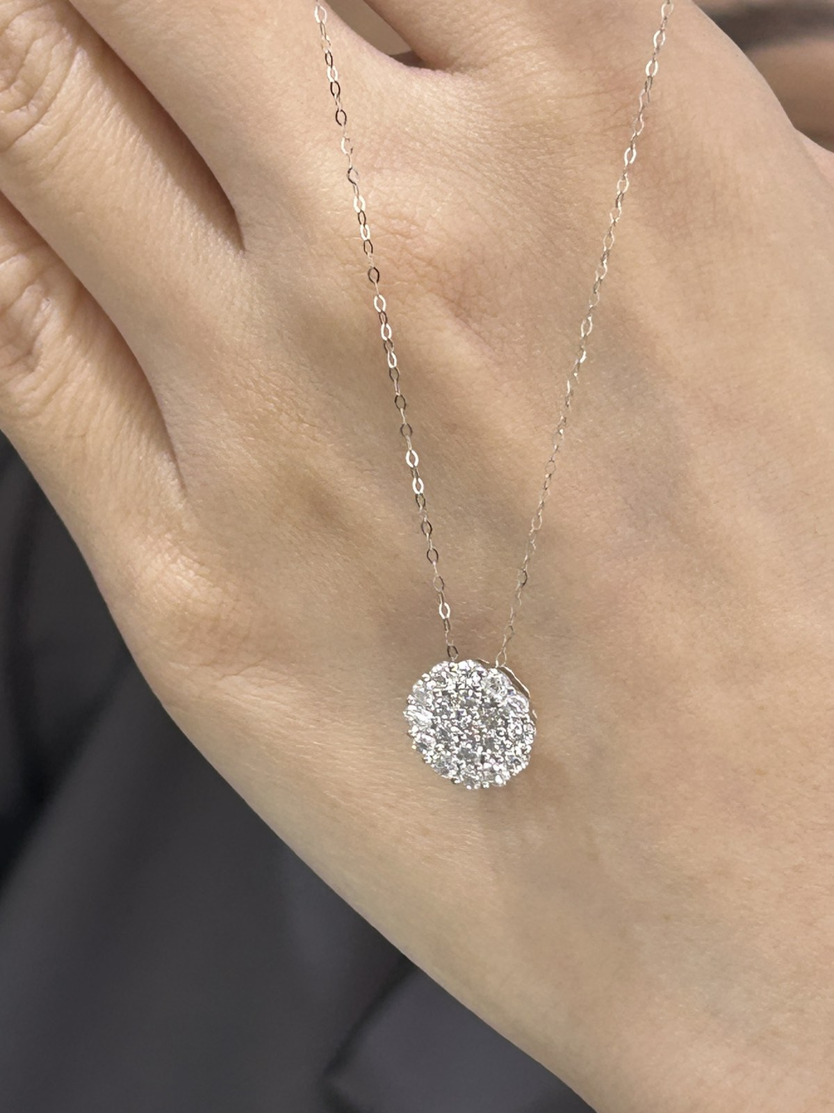 Round Pave Dia Necklace