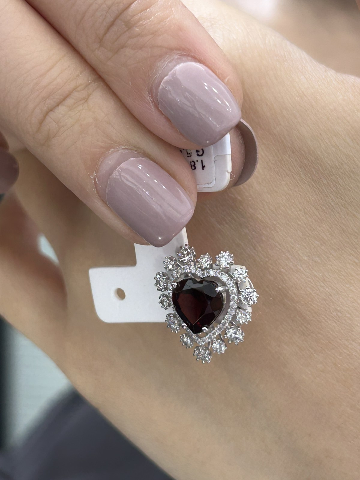 Crowned Heart Shaped Garnet Stud Earrings