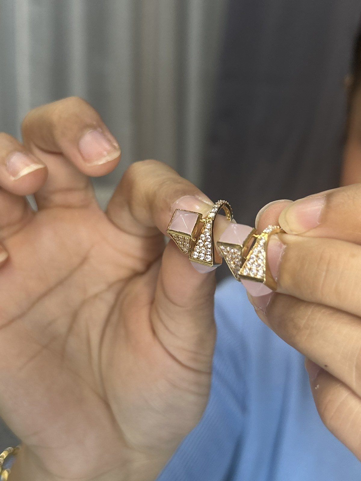 Pink Stone Hoop Earrings