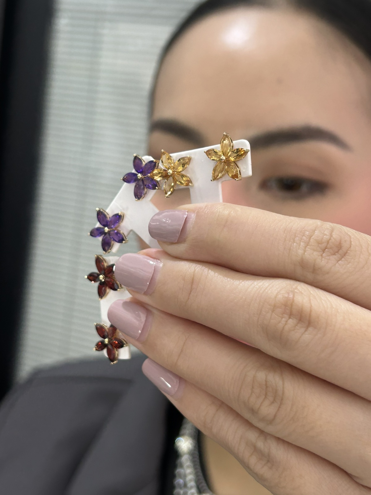 Citrine Flower Stud Earrings