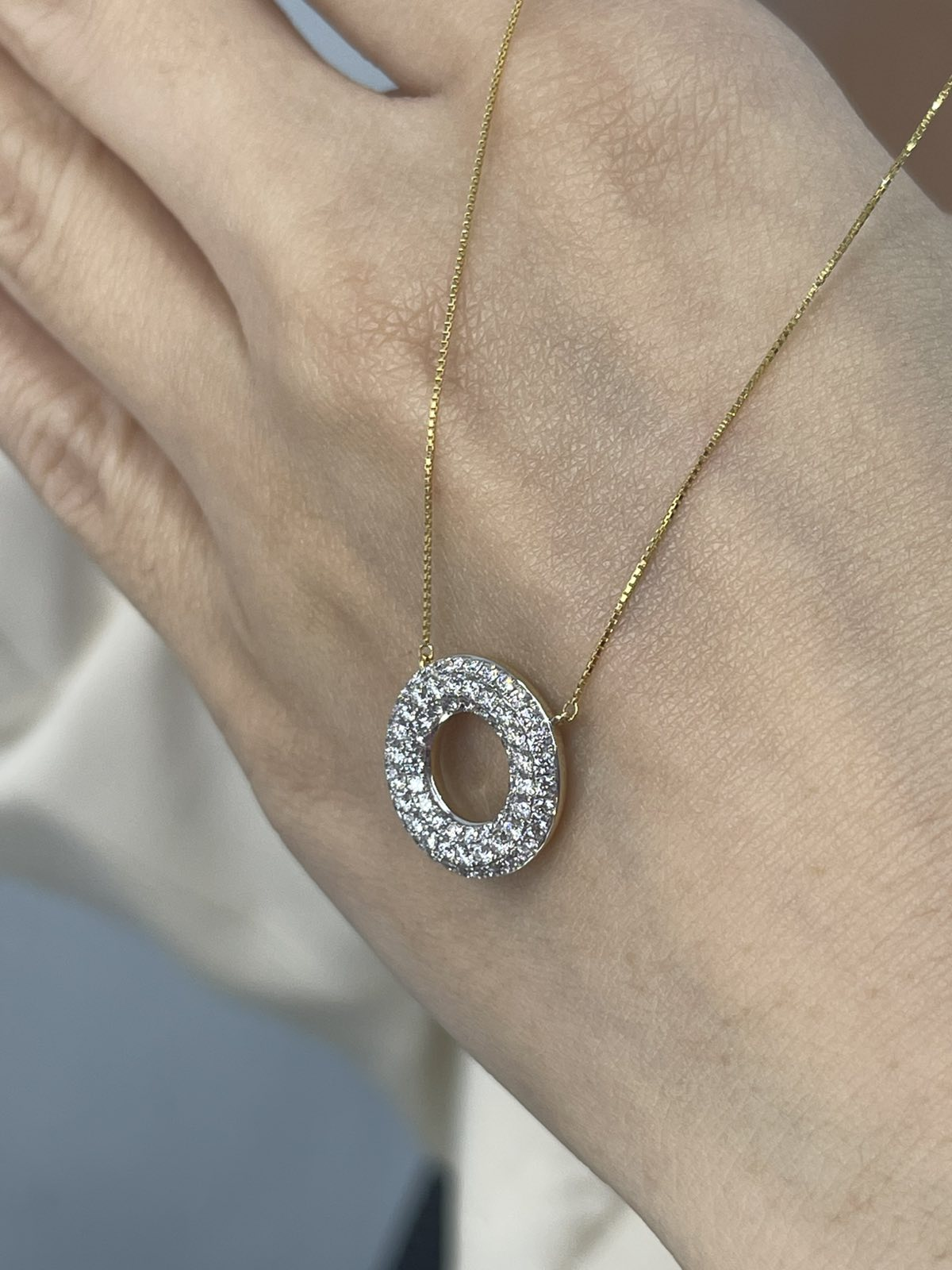 Centered Chunky Donut Dia Necklace w/ Slider