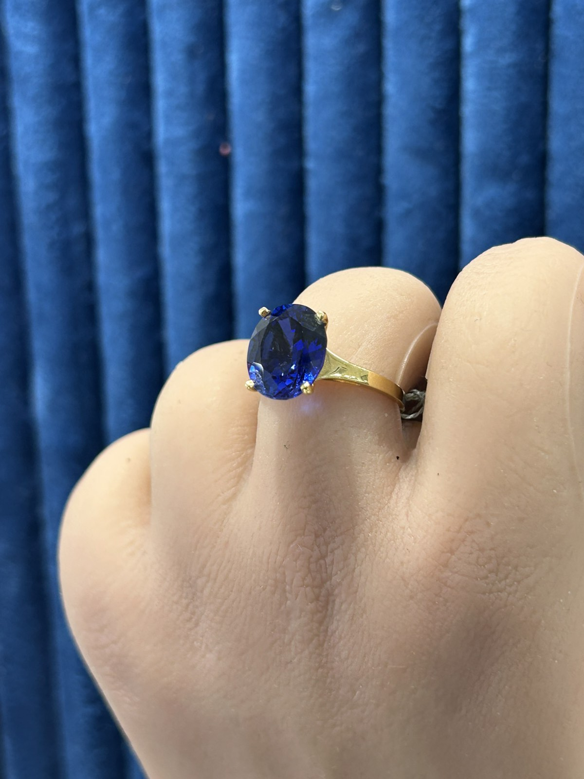Oval Recrystalize Sapphire Power Ring