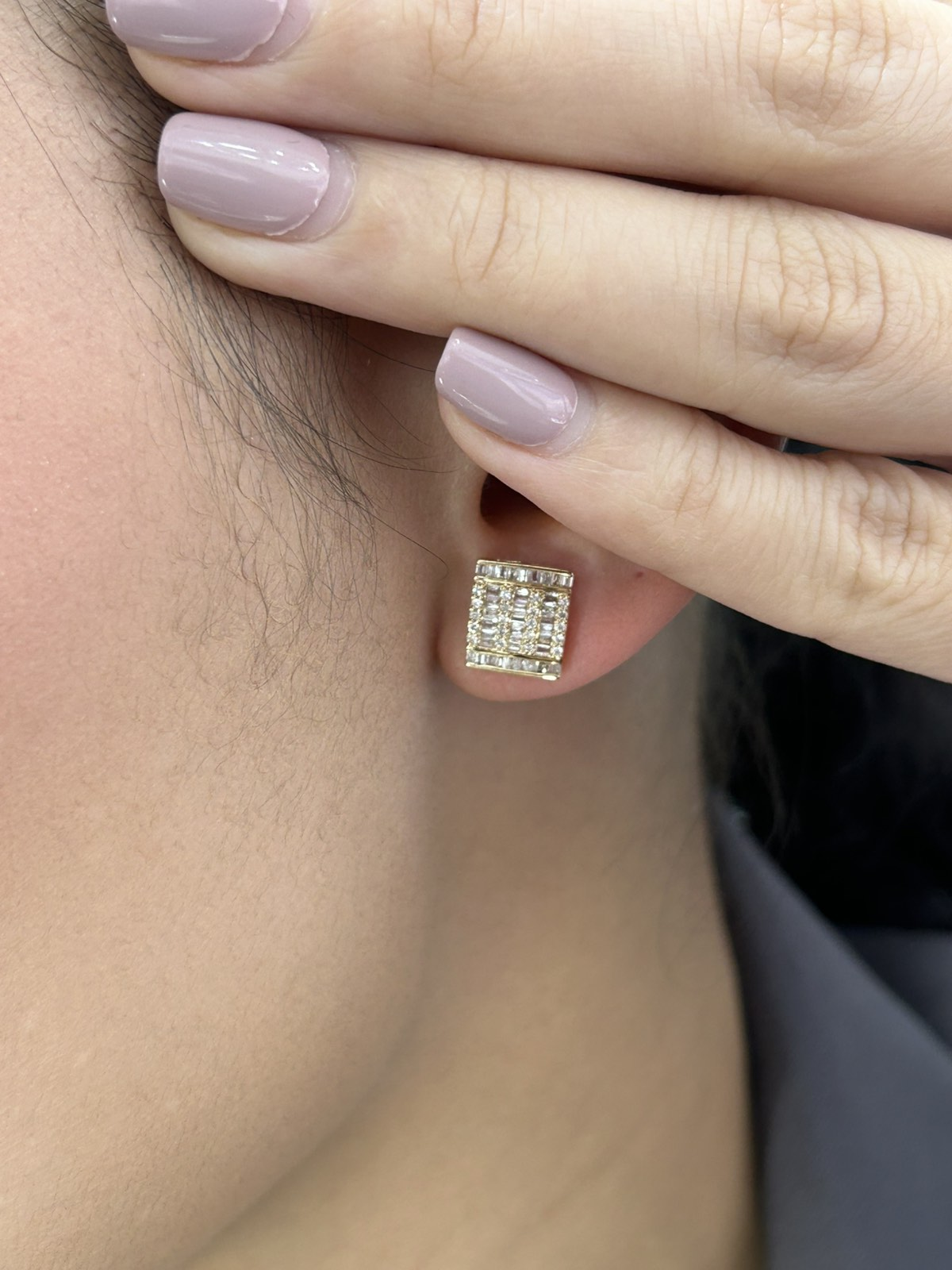 Baguette Princess Cut Stud Earrings