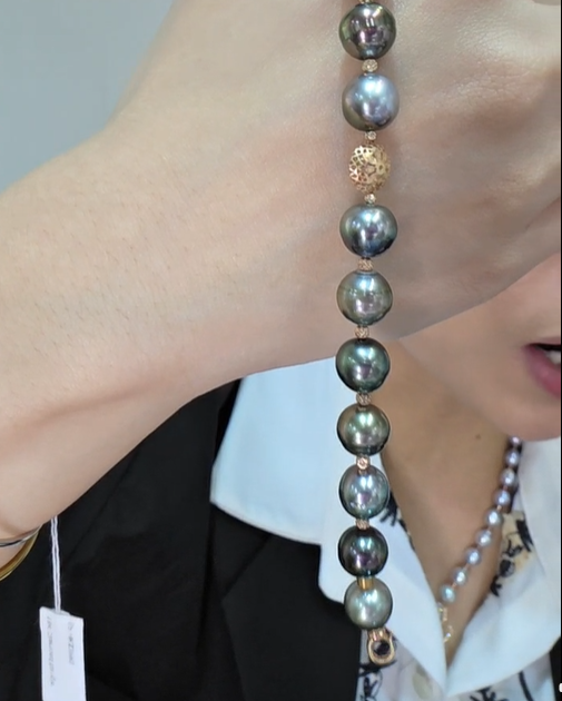 Alternating Tahiti Pearl Dia Cut Bracelet