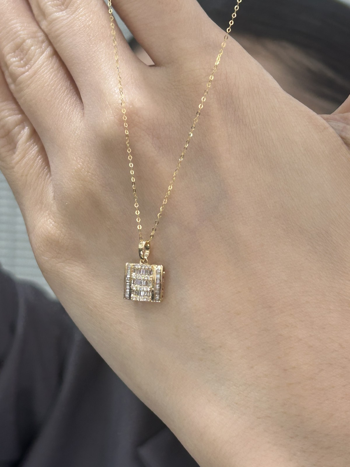 Baguette Princess Cut Azuki Chain Nekclace